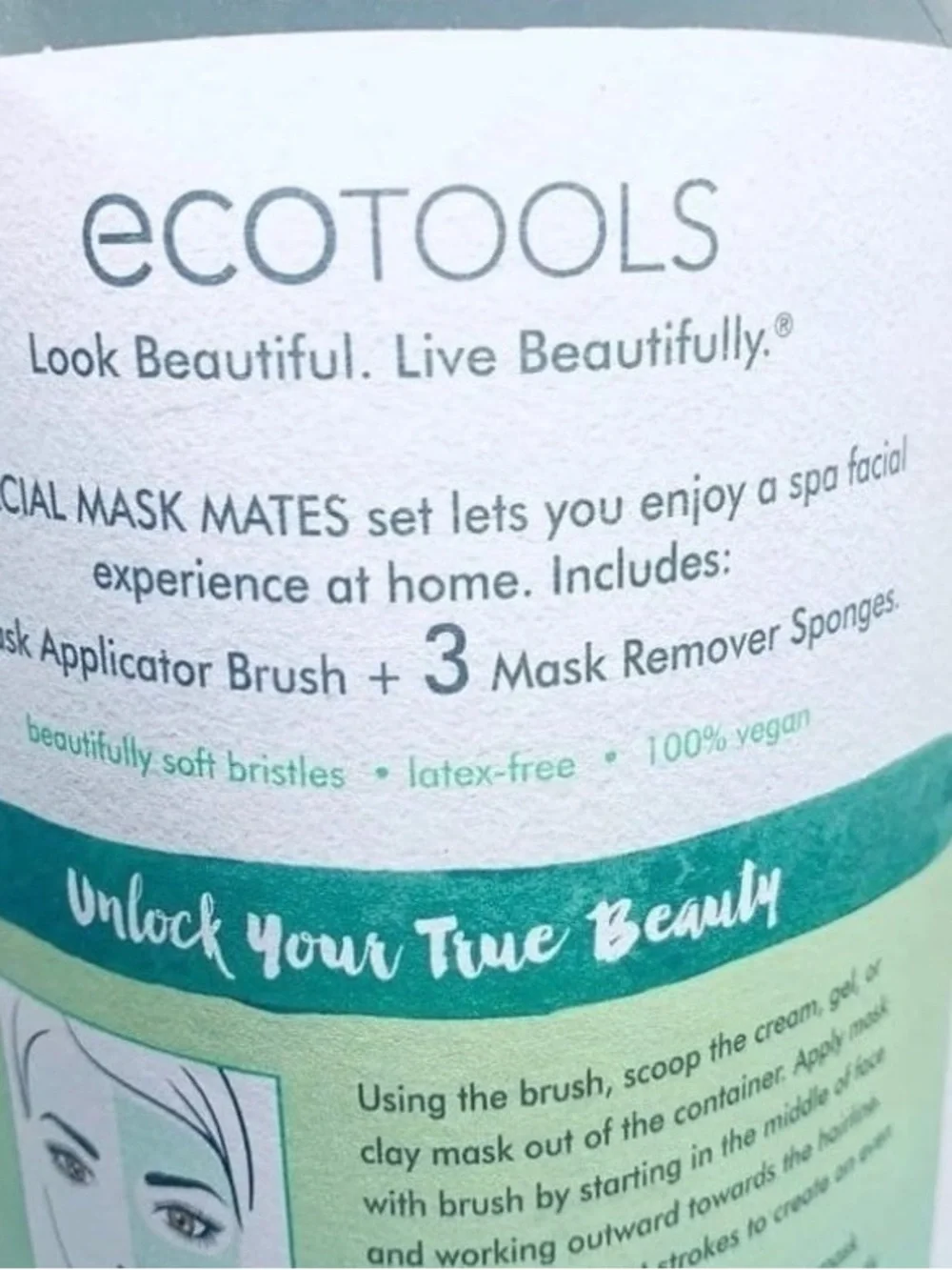 eco tools Light Green Facial Sponge Pads with Applicator  Mask Brush